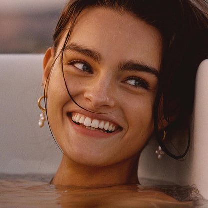 Stainless Steel Freshwater Pearl C- Shaped Hanging Cross Necklace