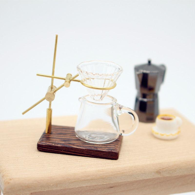 Dollhouse Mini Hand Punch Coffee Shelf Glass Pot Miniature Living Room And Kitchen Scene Model Accessories