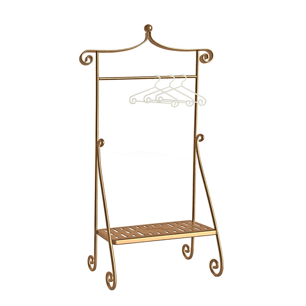 Clothes Rack with 3pcs hangers 1/6 scale Gold Dollhouse Miniature