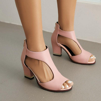 Women's Stylish Platform Platform Thin Back Zipper Hollow-out Sandal