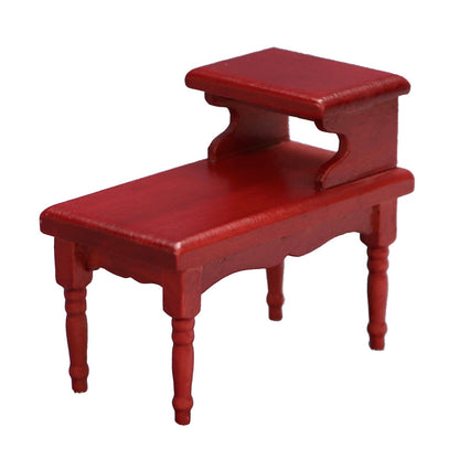 1:12 Mini Dollhouse Furniture – Brown Double-Layer Coffee Table for Living Room Miniature Scenes