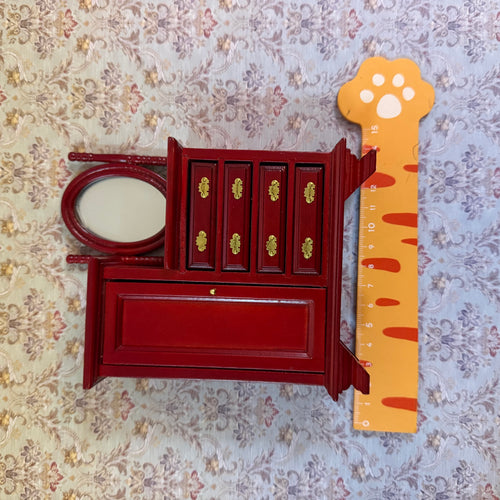 Lily minis -dollhouse miniature red vanity