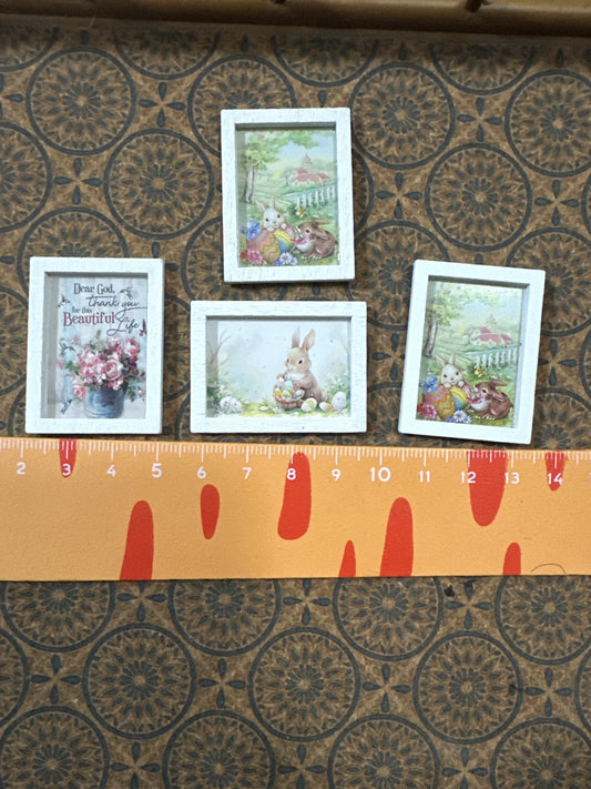 Lily minis-dollhouse miniature Wood oil painting 2pcs