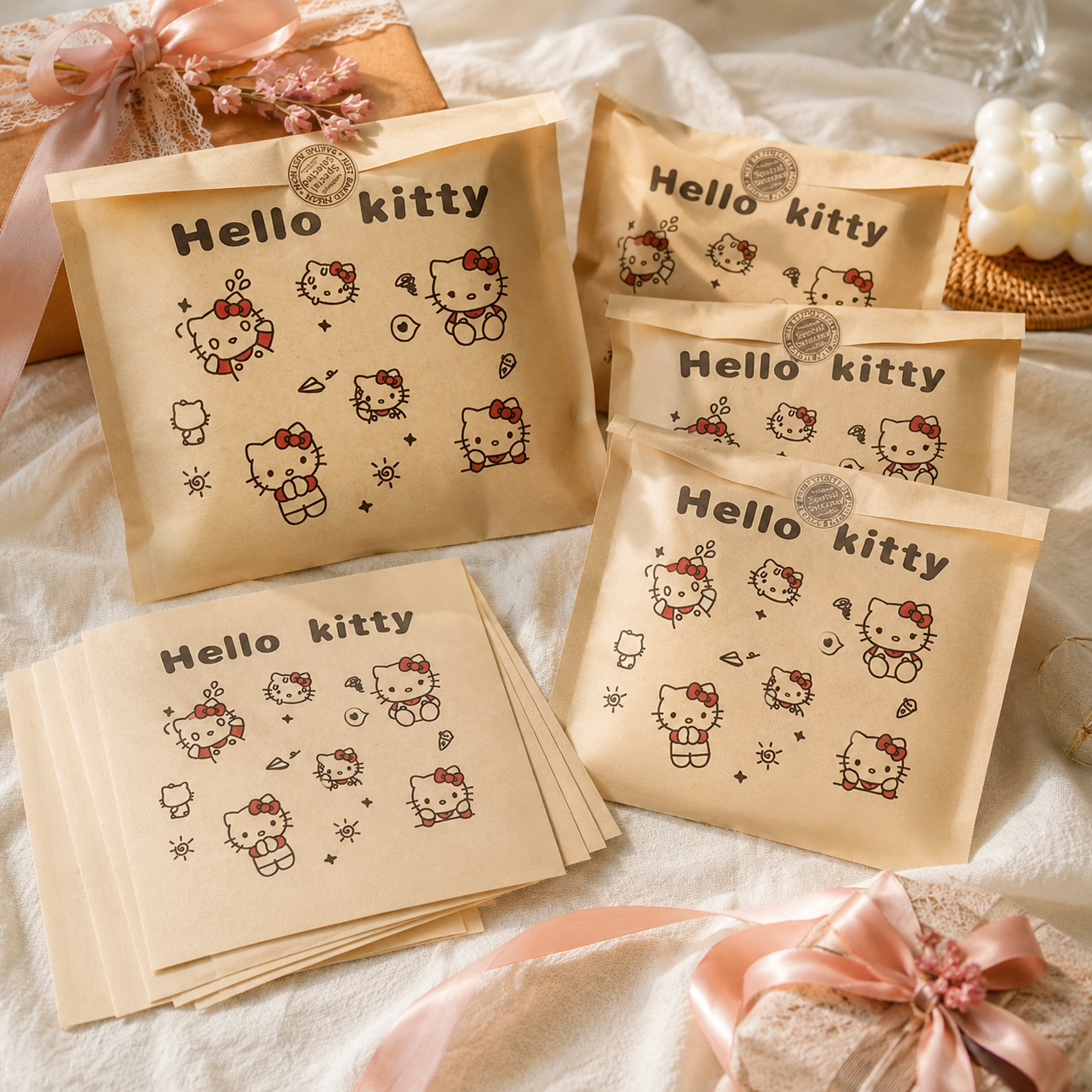 Lily_Hello Kitty Kraft Paper Gift Bags with Matching Stickers