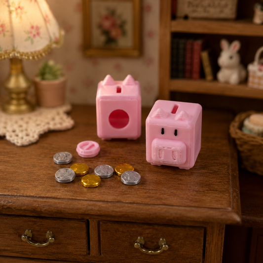 Lily minis-dollhouse Pink piggy bank