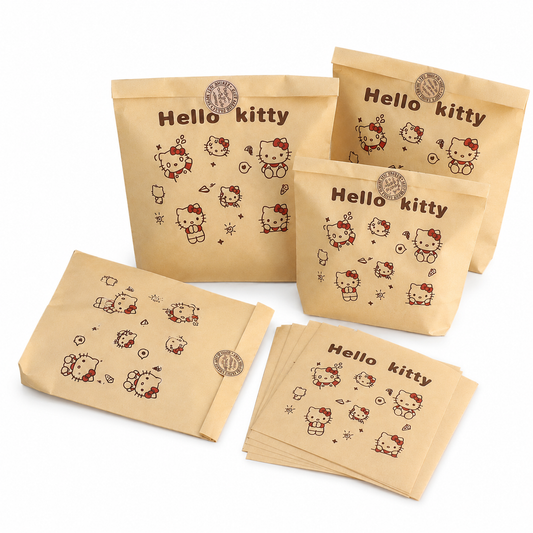Lily's Pick-Hello Kitty Kraft Paper Gift Bags with Matching Stickers