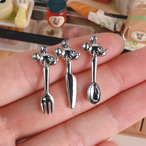 Lily minis-dollhouse miniature metal silverware sets