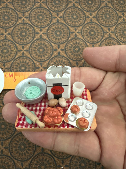 Lily minis-dollhouse miniature Bread making table