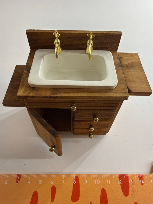 Lily minis-dollhouse Wooden retro kitchen cabinet