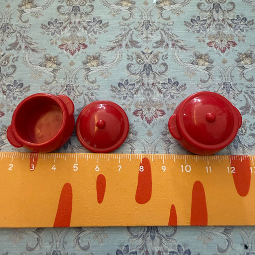 Lily minis- dollhouse miniature red pots 2 pcs