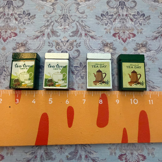 Lily minis-dollhouse miniature metal tea can 2 pcs