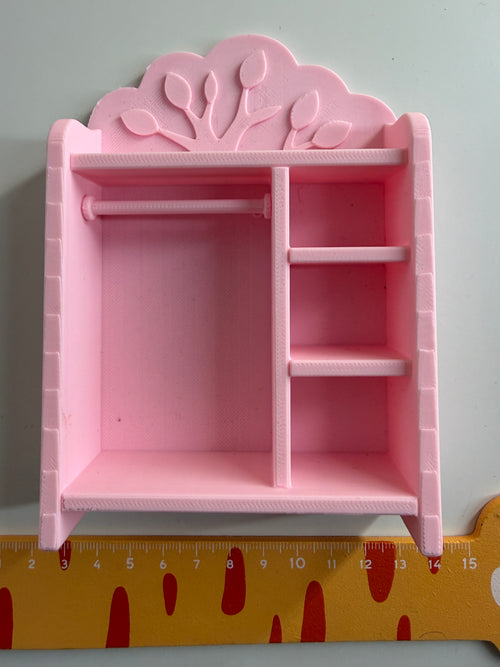 Lily minis-dollhouse Pink tree-shaped wardrobe
