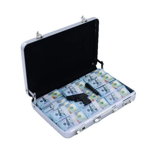 Lily minis-dollhouse by Simulated aluminum suitcase U.S. banknote weapon model ornament