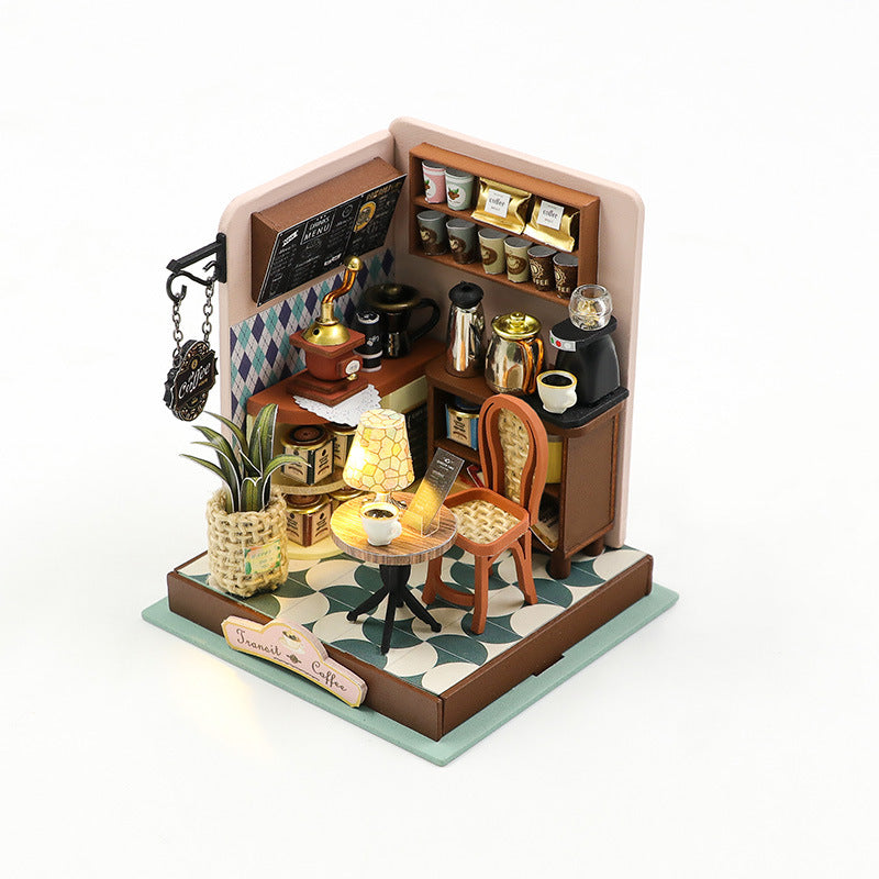 Roroom DIY Miniature and Furniture Dollhouse Kit,Mini 3D Wooden Doll House Craft Model with Dust Proof Cover and LED,Creative Room Idea for Valentine's Day Birthday Gift(S2303)