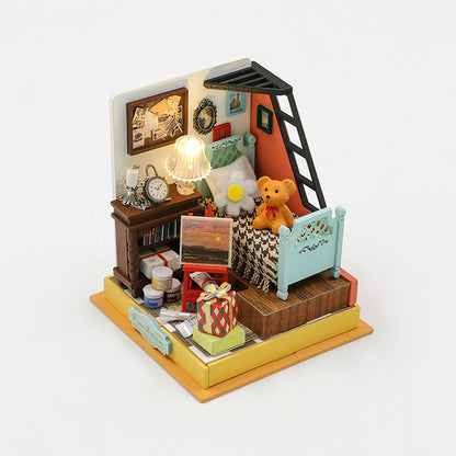 Roroom DIY Miniature and Furniture Dollhouse Kit,Mini 3D Wooden Doll House Craft Model with Dust Proof Cover and LED,Creative Room Idea for Valentine's Day Birthday Gift(S2303)