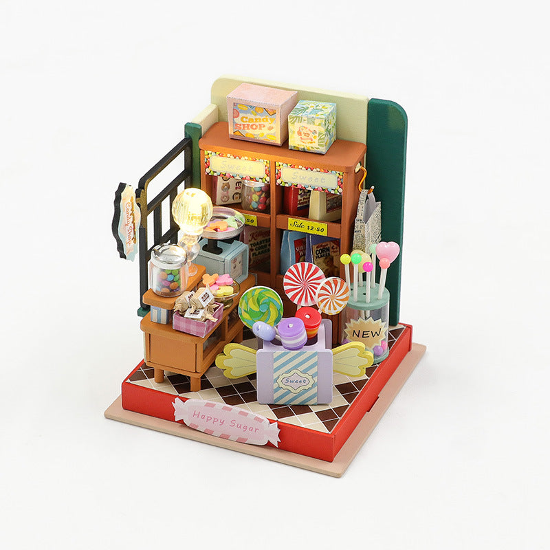 Roroom DIY Miniature and Furniture Dollhouse Kit,Mini 3D Wooden Doll House Craft Model with Dust Proof Cover and LED,Creative Room Idea for Valentine's Day Birthday Gift(S2303)