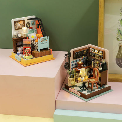 Roroom DIY Miniature and Furniture Dollhouse Kit,Mini 3D Wooden Doll House Craft Model with Dust Proof Cover and LED,Creative Room Idea for Valentine's Day Birthday Gift(S2303)