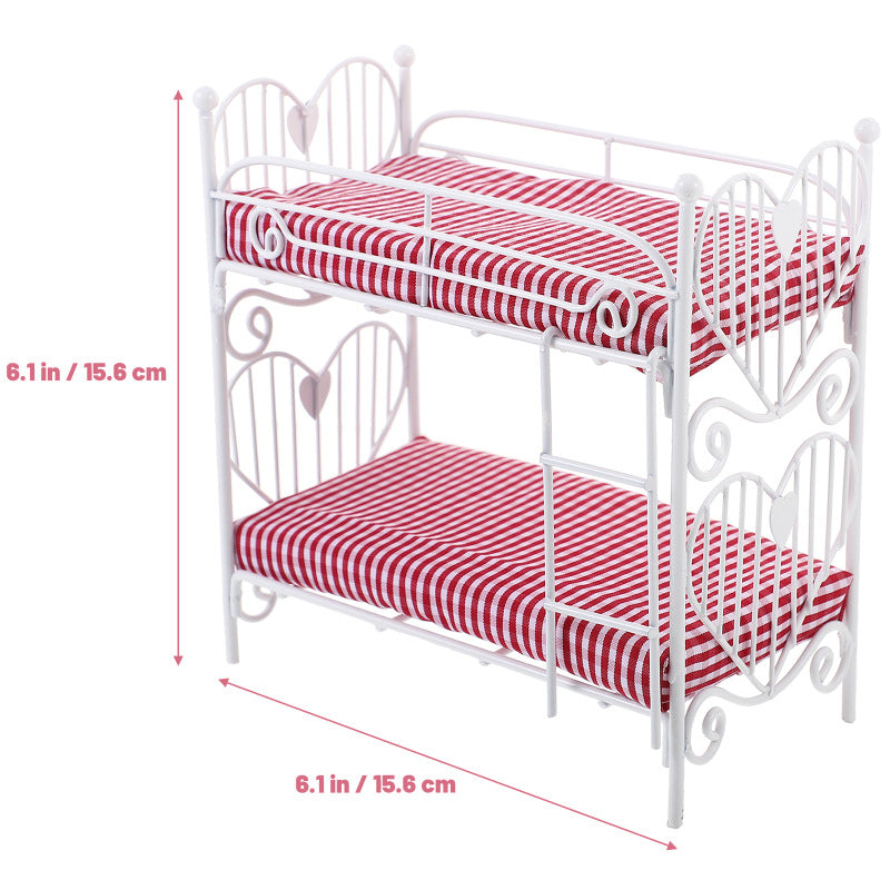 1:12 Dollhouse Mini Furniture Model – Children's Room Scene Iron Grid Bunk Bed Toy