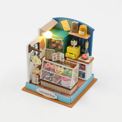 Roroom DIY Miniature and Furniture Dollhouse Kit,Mini 3D Wooden Doll House Craft Model with Dust Proof Cover and LED,Creative Room Idea for Valentine's Day Birthday Gift(S2303)