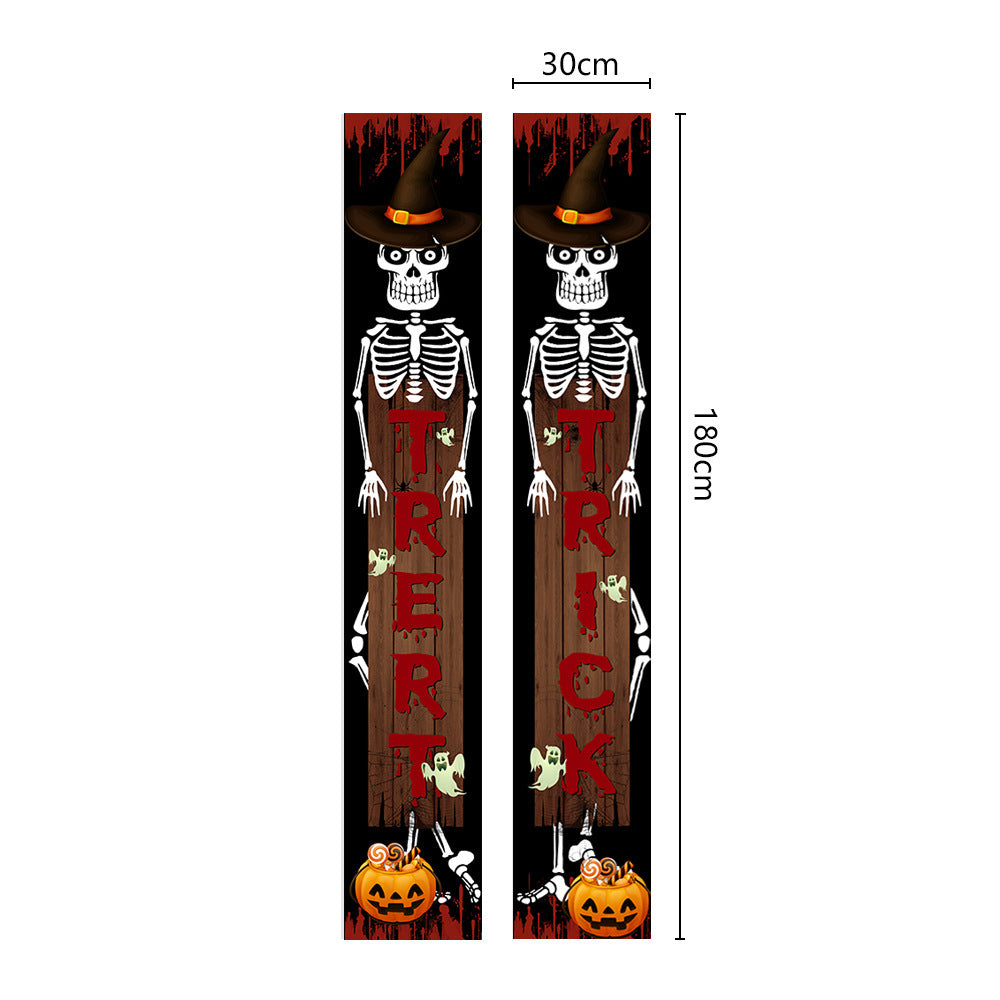 Halloween Couplet Undead Horror Skull Party Decoration Porch Flag