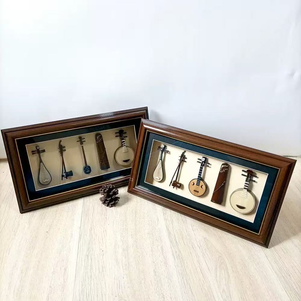 Mini Musical Instrument Model Five Pieces Set Picture Frame Decoration Photography Props Miniature Musical Home Decor