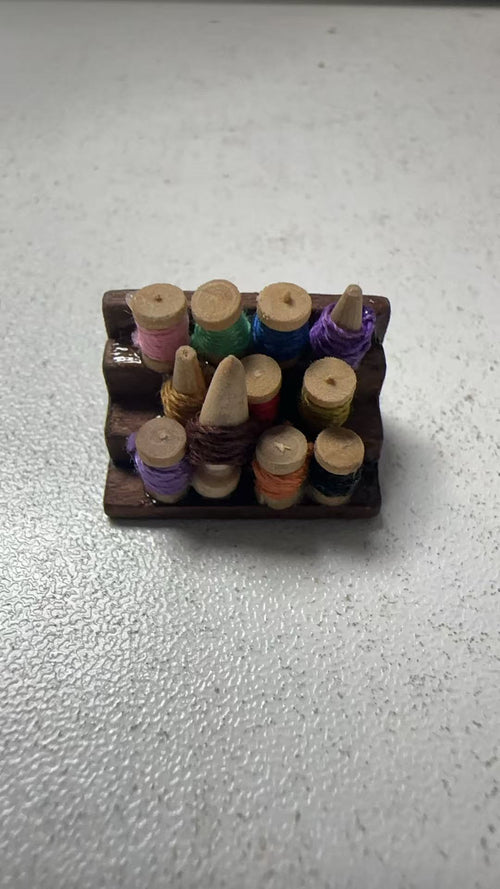 Lily minis-dollhouse  Miniature Wooden Thread Spool Rack