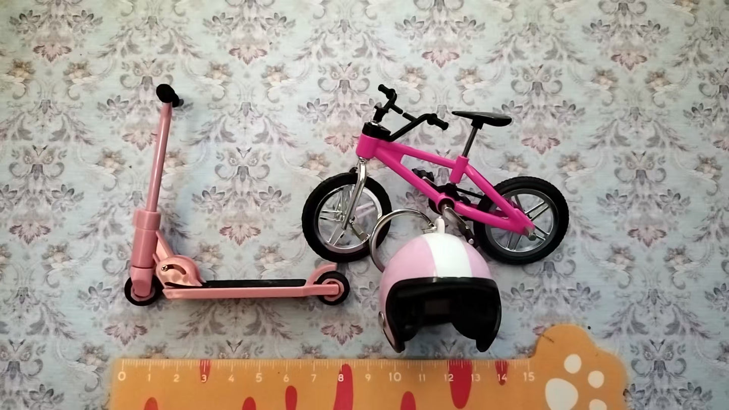 Lily minis Miniature Kids Skateboard and Bicycle Set for Dollhouse