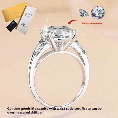 D Color Moissanite Ring Big Diamond Ring Female S925 Sterling Silver Waist Size Over Pen